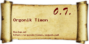 Orgonik Timon névjegykártya